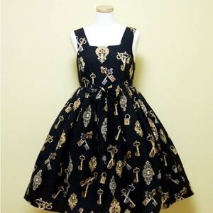 Rare Unique Lock Key Dress by Lief size S/M Steampunk Dapper Days Fit and Flare